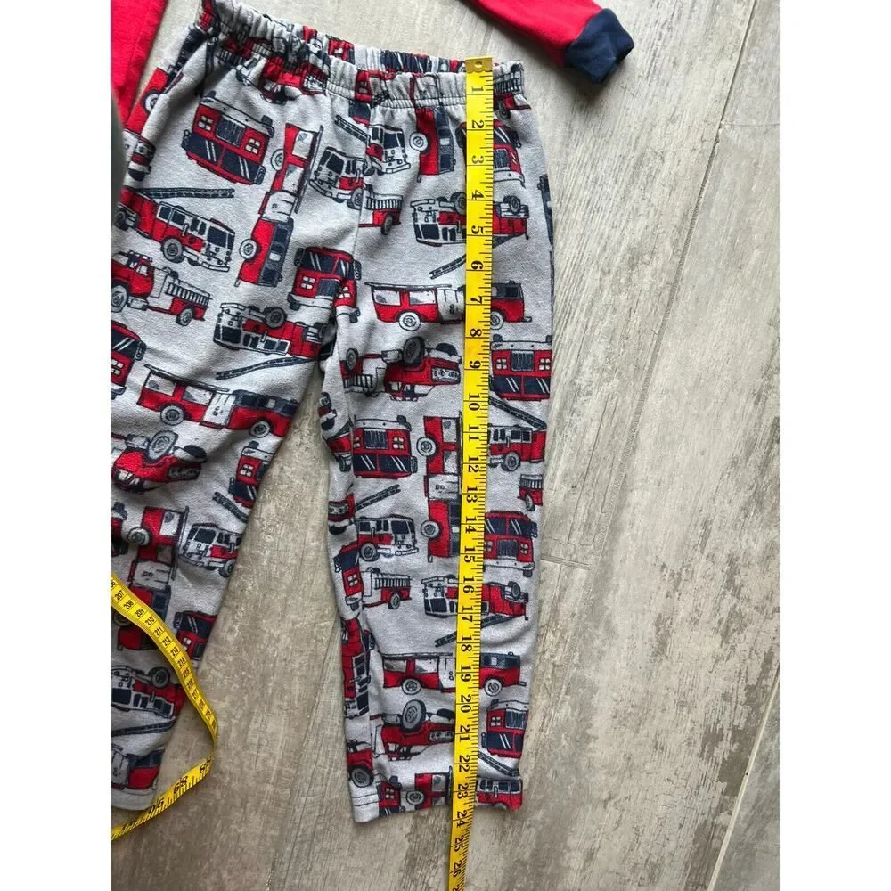 Toddler Boy's Rescue Firetruck Cotton Fleece 2 Piece Pajama Set Pjs Sleep Cozy 5